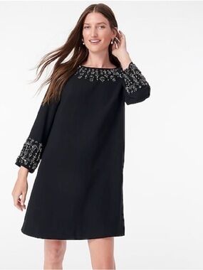 NWT J Crew Embellished Black Shift Dress